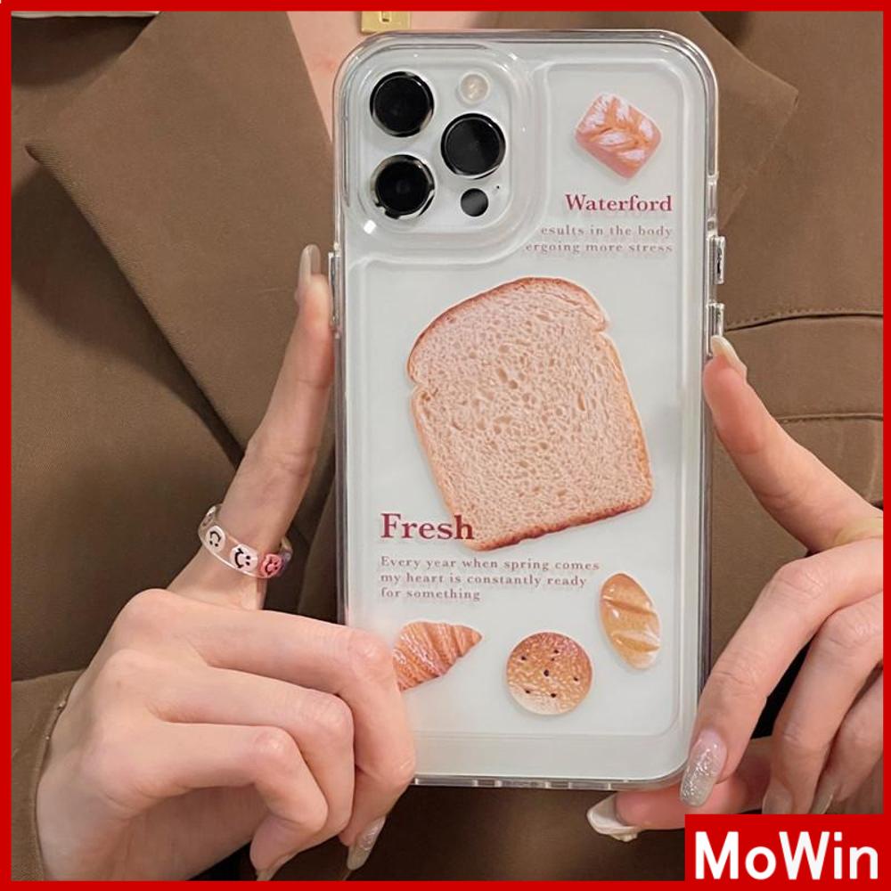 iPhone Case Clear Case Soft Thick TPU Shockproof Super Transparent Protection Camera Plating Button Toast Bread For iPhone 13 Pro Max iPhone 12 Pro Max iPhone 11 iPhone 7Plus