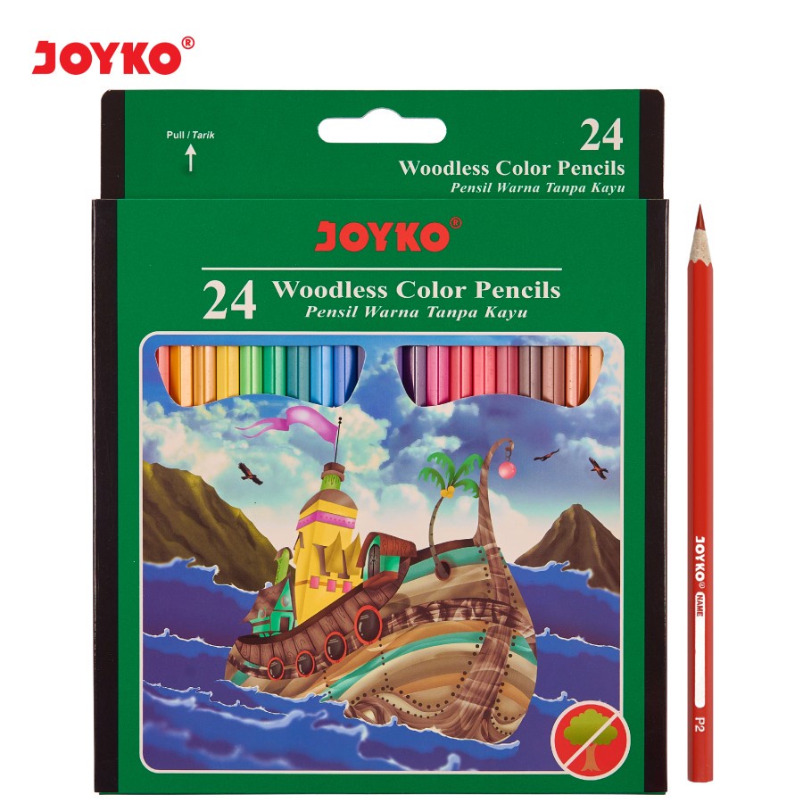 Pensil Warna Joyko CP-104 24 Warna Woodless