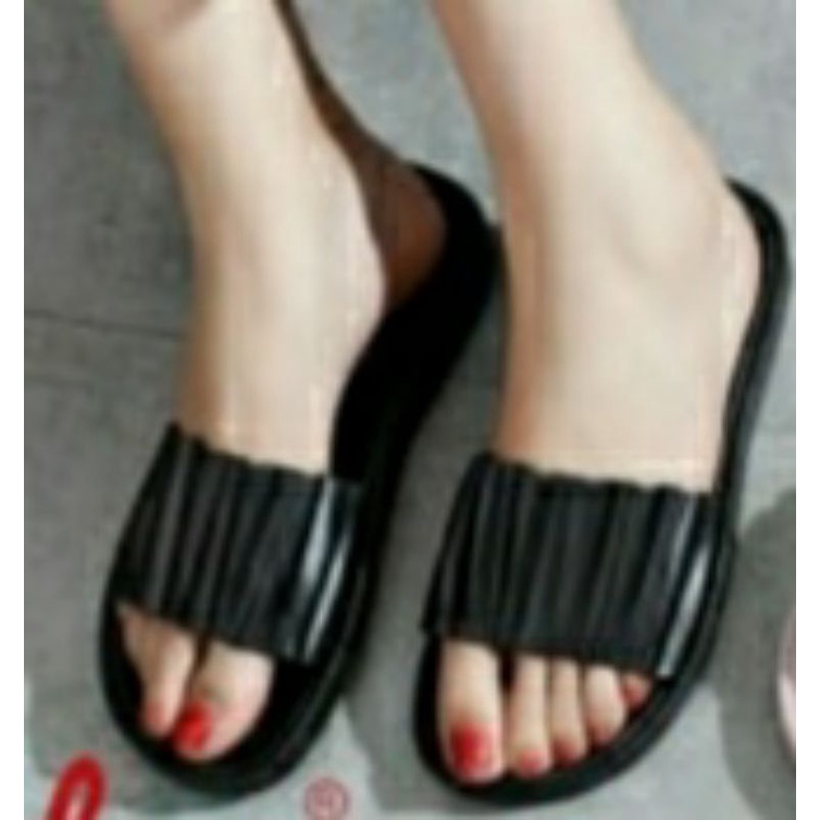 New BLC 1608-A1 malona / sandal jelly / sandal wanita / sandal import-M2118 Hitam