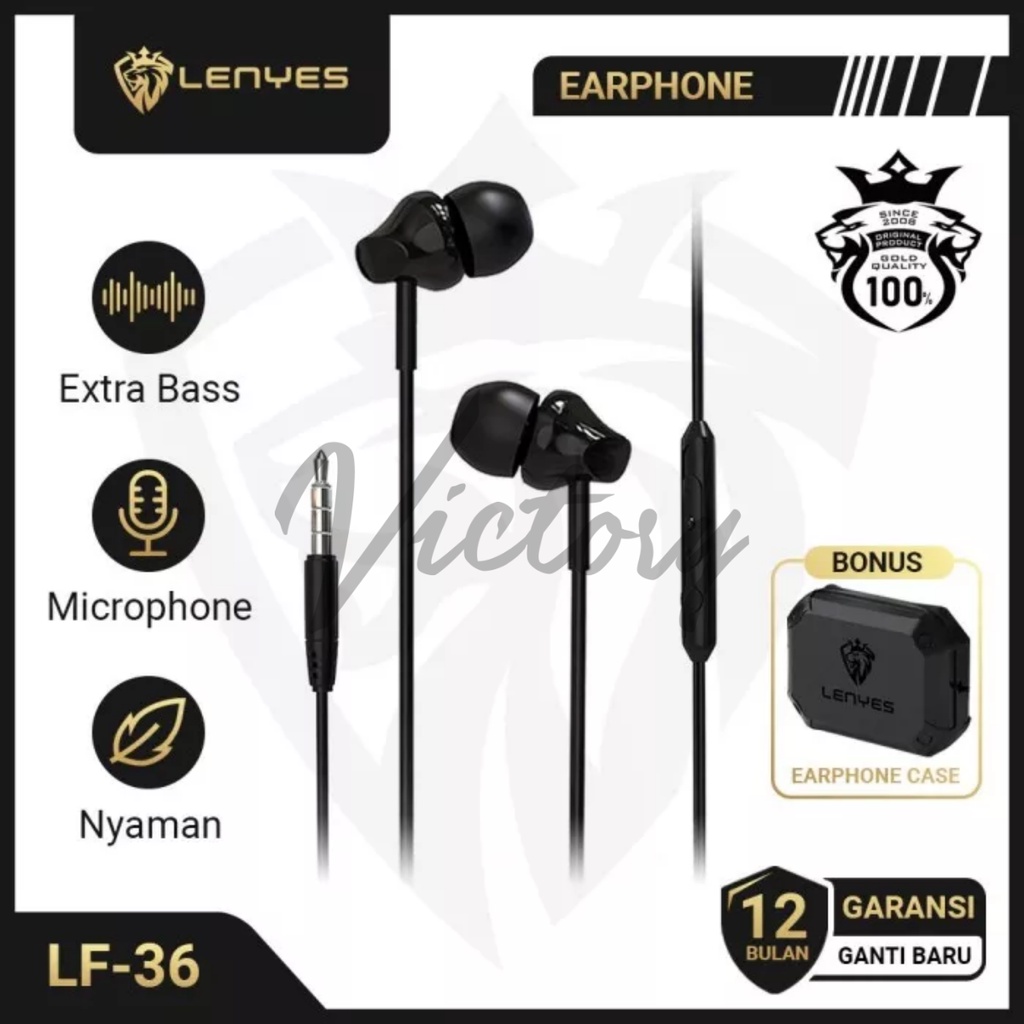 VICTORY Headset Stereo LENYES LF36 Hifi Extra Bass with Handsfree Microphone