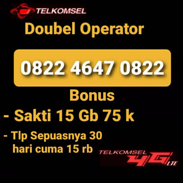 Nomer Cantik Simpati + Sakti Combo 15 Gb 75 k + Tlp unlimited