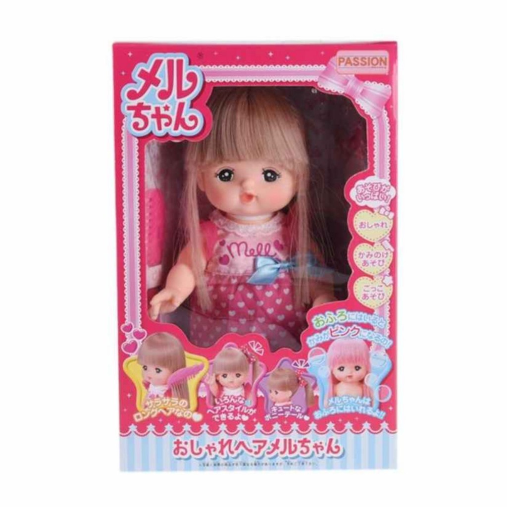 Blonde Mell Chan Boneka Jepang MellChan Rambut Pirang Color Change Dengan Sisir Pink Baju Original
