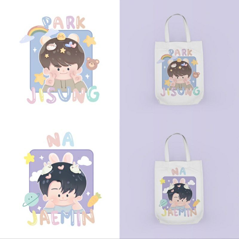 TOTEBAG KANVAS RAJUT CUTE KARAKTER BERGAMBAR MEMBER NCT DREAM | SM ENTERTAIMENT | JISUNG | CHENLE | RENJUN | JENO | JAEMIN | HAECHAN | MARK