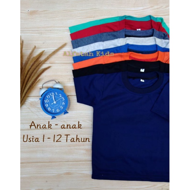 Paket Kaos Polos Anak katun kombet isi 5 pcs 1-13 Tahun