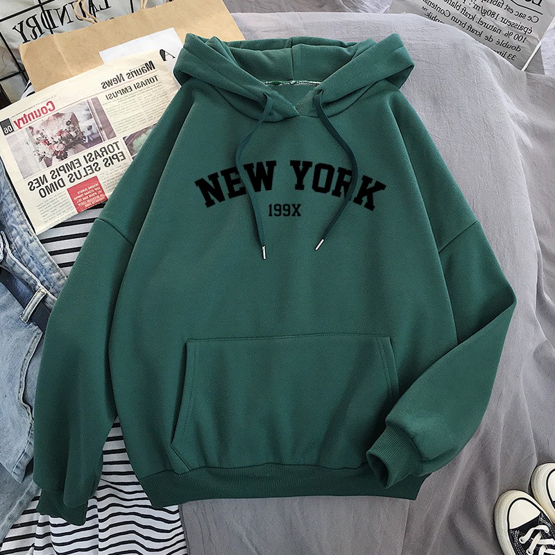 IvannaCollection Sweater Hoodie Wanita NEW YORK 199X Hoodie Couple Pasangan Oversize