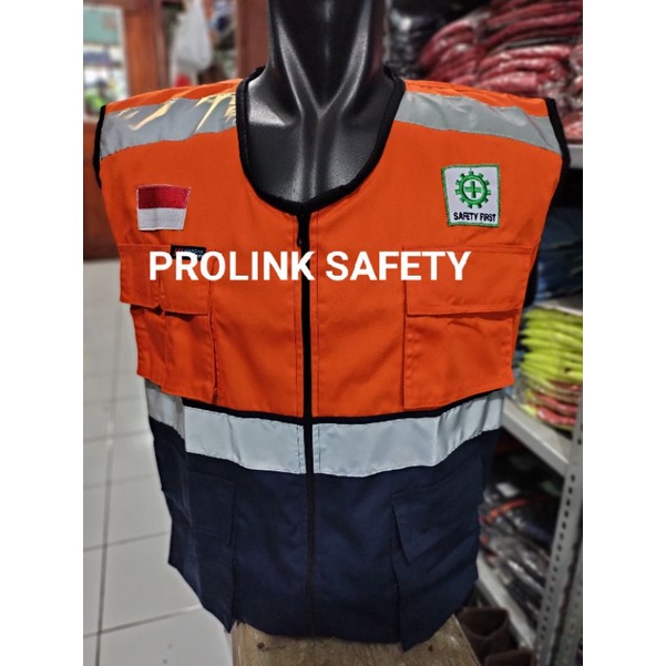 ROMPI SAFETY ORANYE NAVY BAHAN DRILL PAKAI FURING BERLOGO K3 BENDERA REAL PIC6