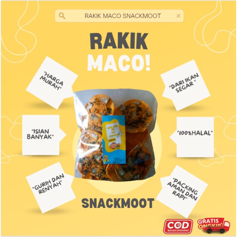 

Keripik Ikan Khas Minang/14 -16 pcs / Rakik Maco /200 gram