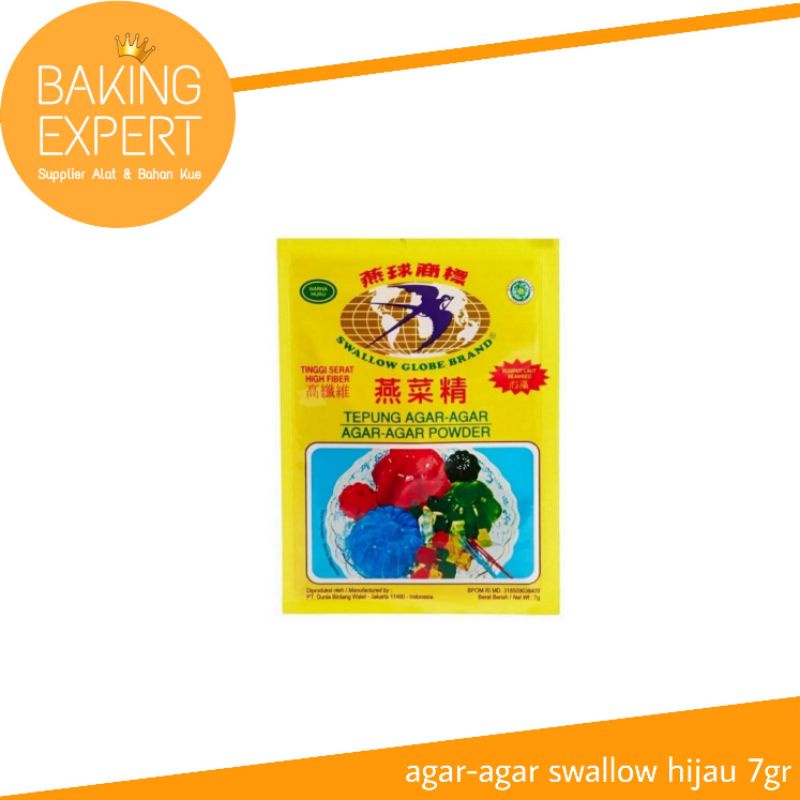 

bubuk agar agar swallow hijau 7gr agar-agar powder globe brand green