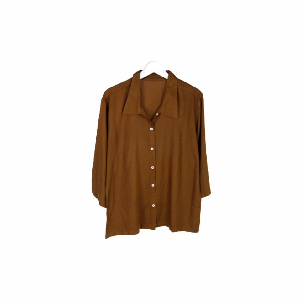 BLOUSE WANITA POLOS LENGAN PANJANG KATUN RAYON ORGANIK 7/8 ATASAN BLOUSE ALLSIZE-Blouse Caramel