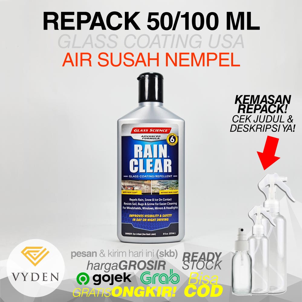 Glass Science Rain Clear Glass Coating Repellant Spray Repack Efek Daun Talas Kaca MURAH