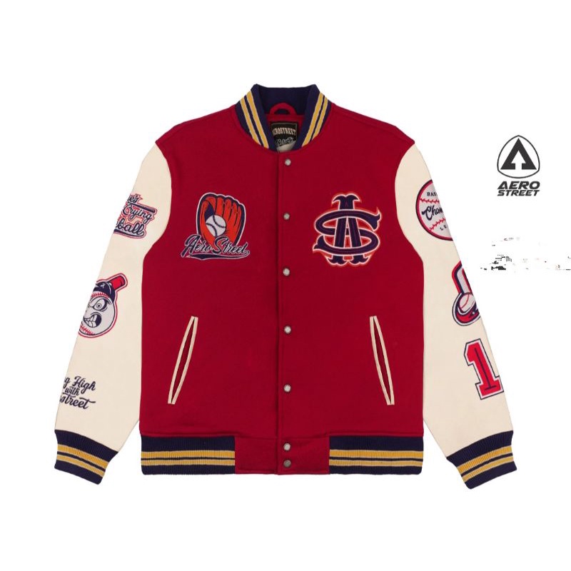 Jaket Aerostreet Varsity Baseball Merah Jacket