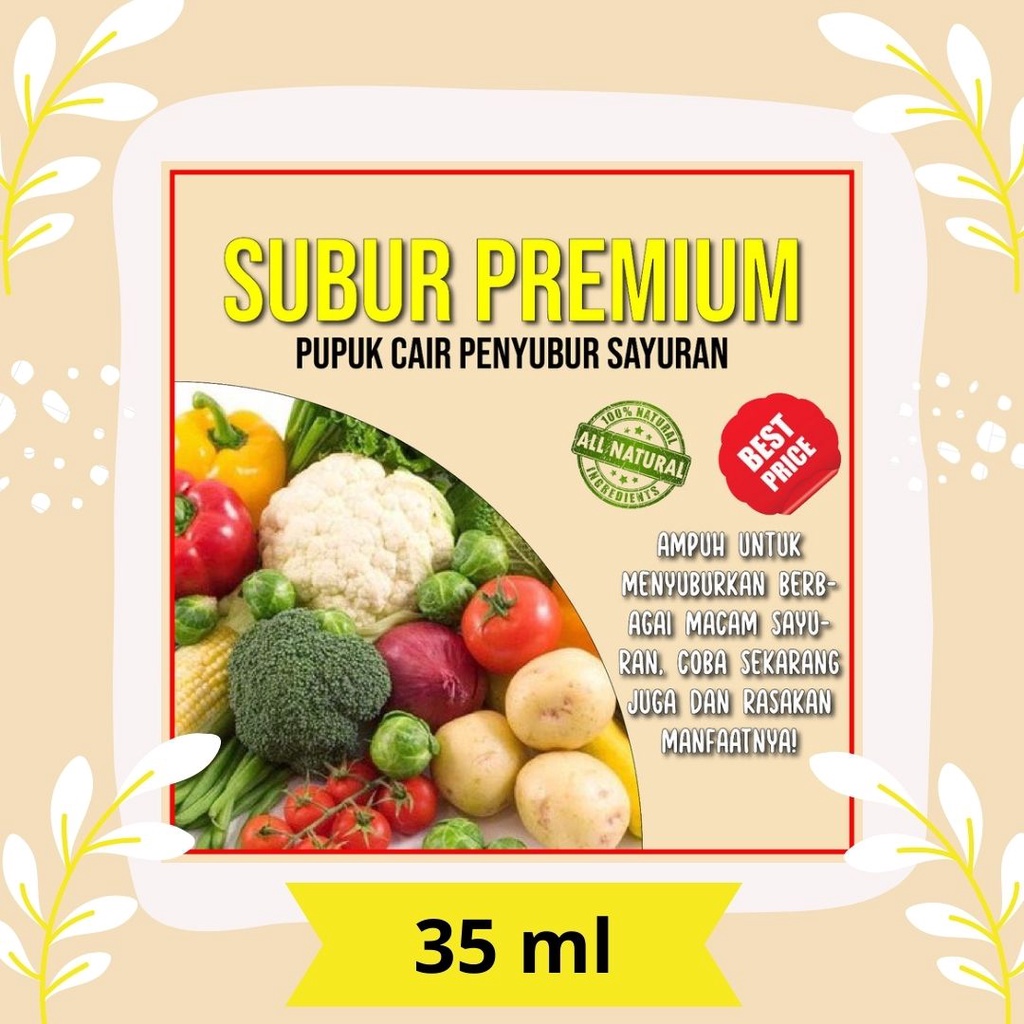 SUBUR PREMIUM 35ML / Obat Pupuk Organik Penyubur Pelebat Sayuran Sayur Gemuk Super Aktif Eco Farming