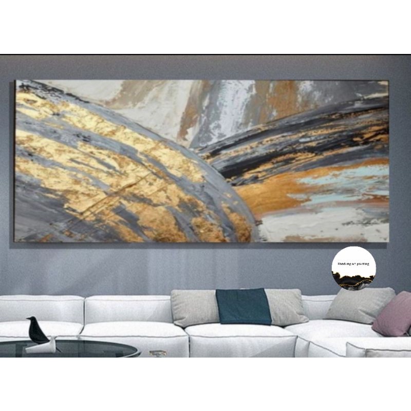 

lukisan abstrak tekstur gold art modern