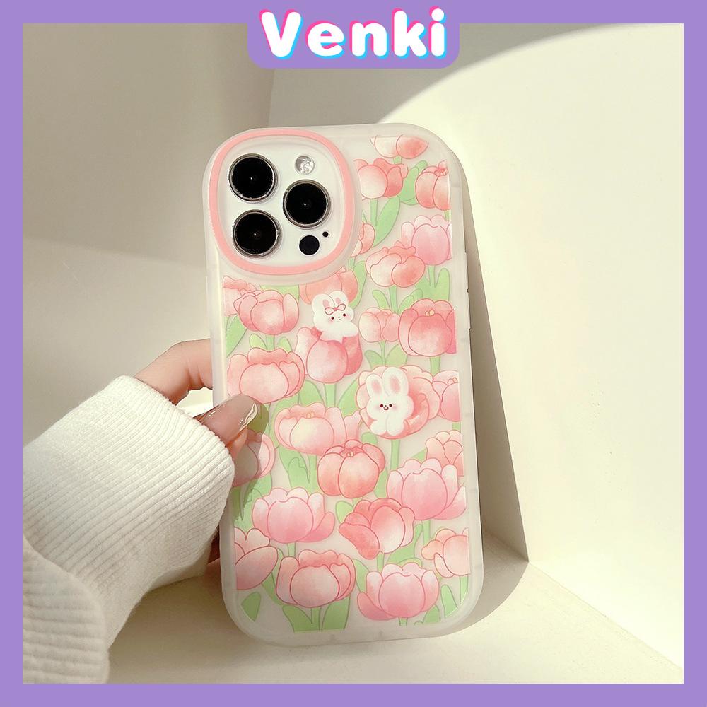 iPhone Case Silicone Soft Case Clear Case TPU Airbag Shockproof Full Coverage Protection Camera Pink Flower Rabbit For iPhone 13 Pro Max iPhone 12 Pro Max iPhone 11 iPhone 7 Plus