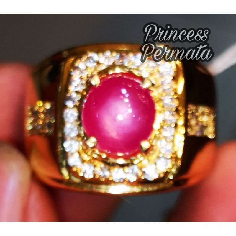 Batu Cincin Natural Ruby Star Burma Serat Faktwa Kristal High Quality Garansi Asli Batu