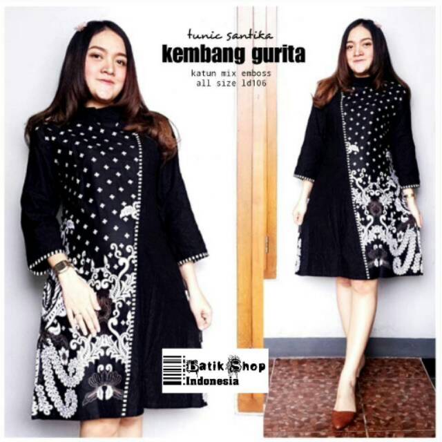 Tunic Santika Kembang Gurita Batik Modern Tunik Kerja Kantoran Kondangan Casual Modern