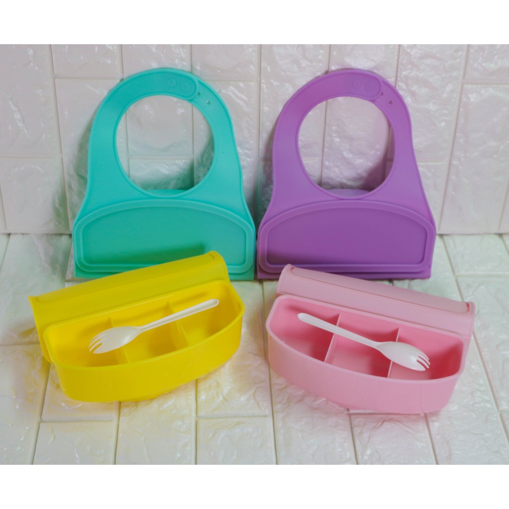 VOM Perlengkapan Makan Bayi Baby Bibs Celemek Apron Silikon 0599