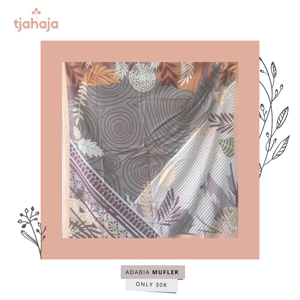 Jilbab Motif Segi Empat ADABIA MUFLER seri FARADISE Silver Abu-Abu Muda Burgundy Ungu Baru Original