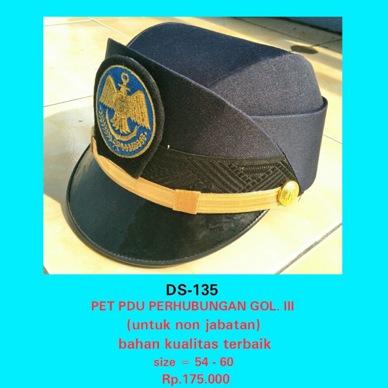 topi pet pdu perhubungan golongan 3 staf wanita topi pet pdu dishub golongan 3  staf untuk wanita to