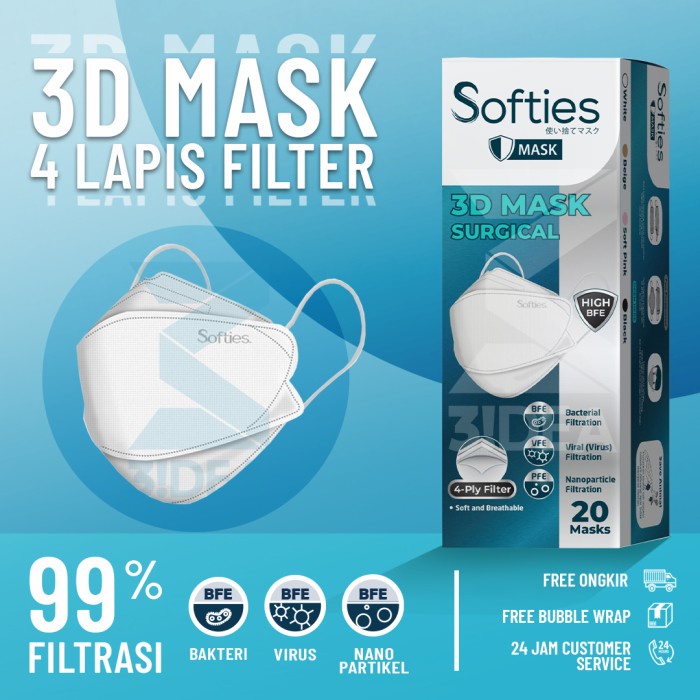 Masker - Softies 3D Surgical Mask 20S
