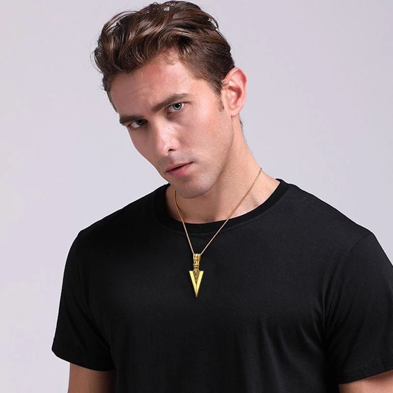 Kalung Rantai Choker Dengan Liontin Bentuk Kepala Panah Untuk Pria