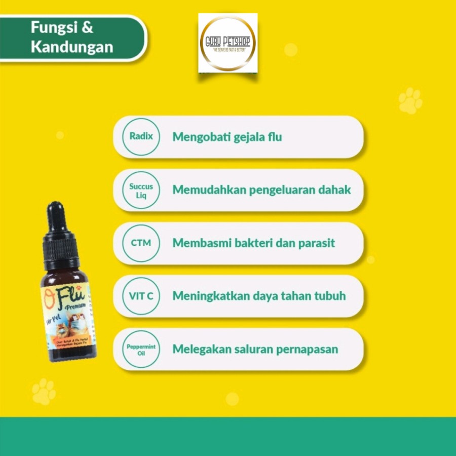 Oflu Premium 20ml Obat Flu Batuk Pilek Kucing Anjing Oflu Herbal