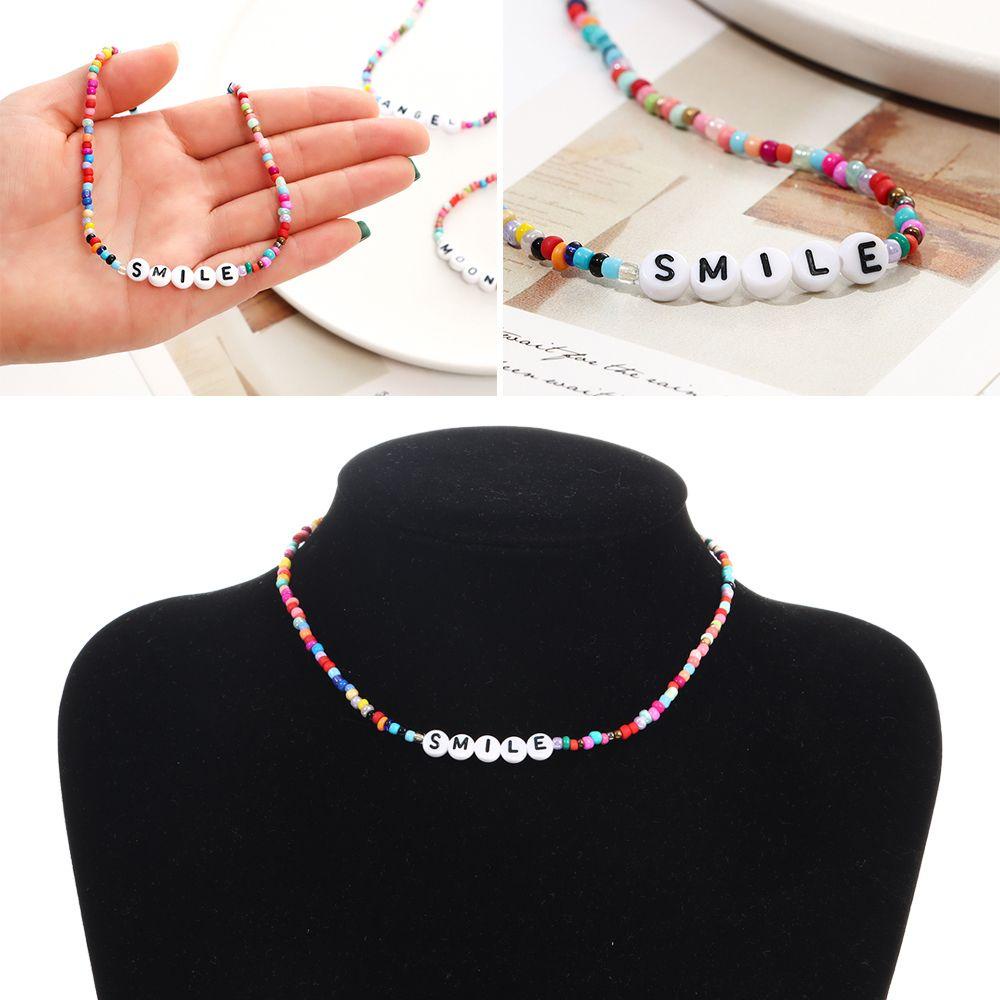 Lily Rice Bead Necklace Personality Colorful Kalung Handmade Manik Pantai