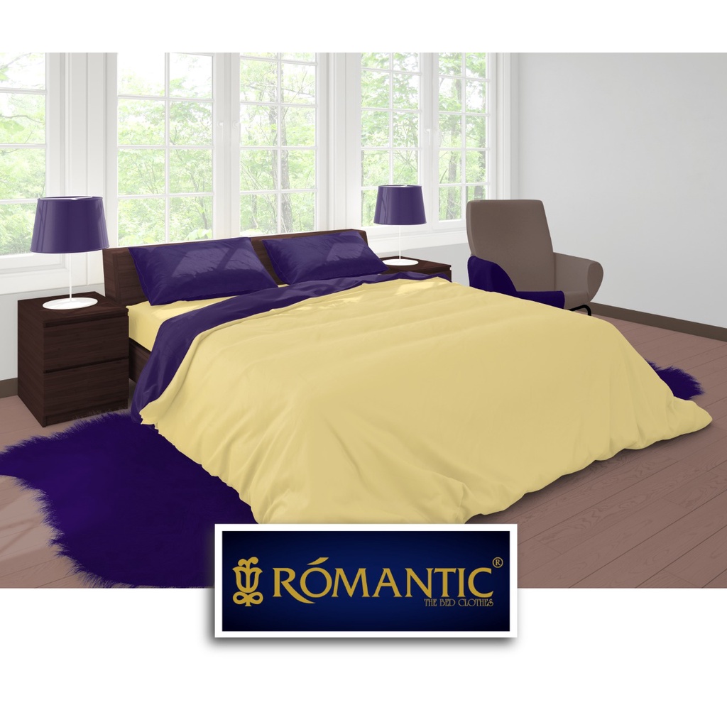 Two Tone Bedcover ROMANTIC Ungu x Kuning aesthetic Bandung