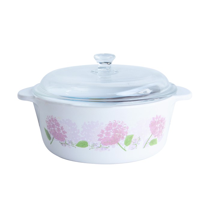 Luminarc Vitroline Panci Keramik Hortensia Pink 2L + Tutup Kaca