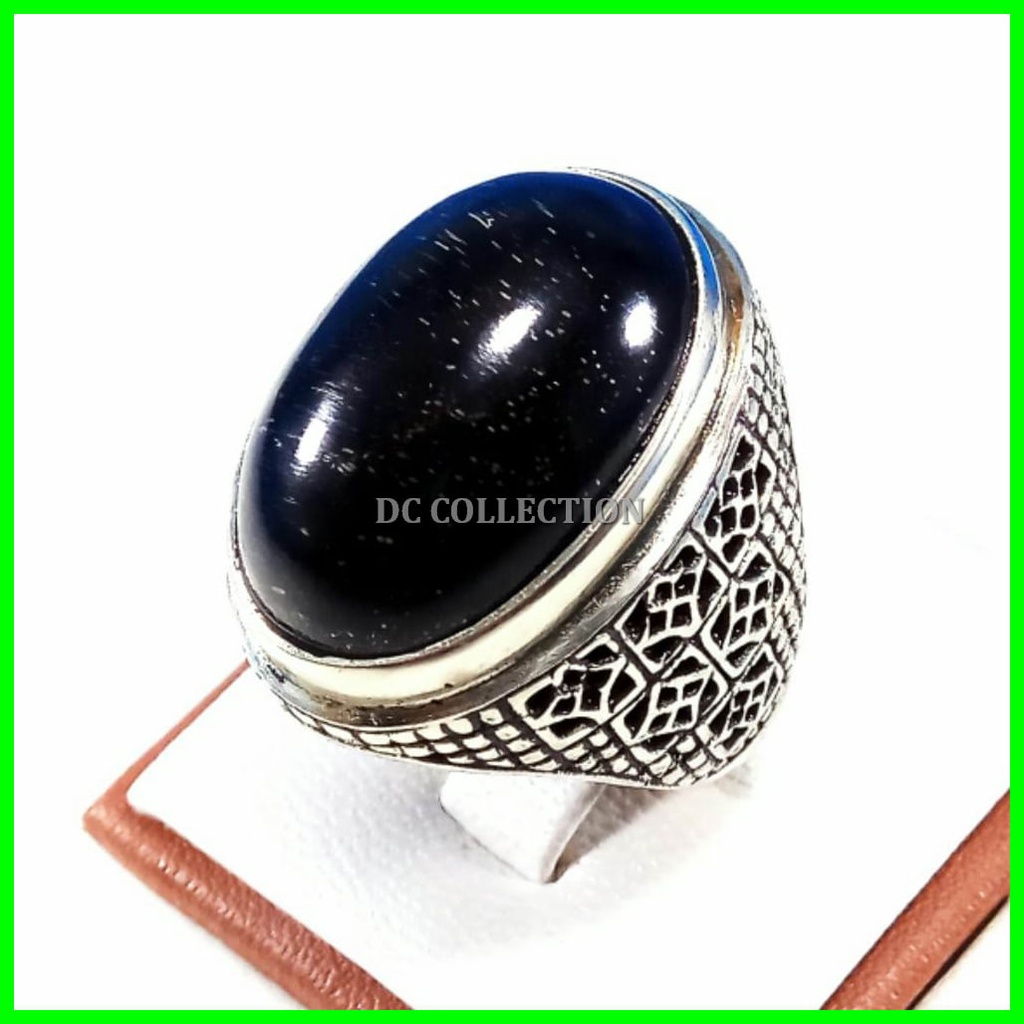 CINCIN BATU AKIK NATURAL BLACK OPAL BODYGLASS BIG SIZE