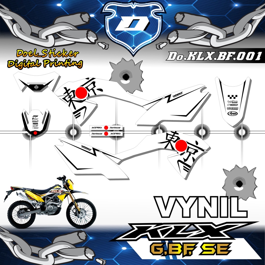 Sticker Striping Honda KLX 150 G , BF , SE Lama List Variasi Hologram , Crome Doel 001