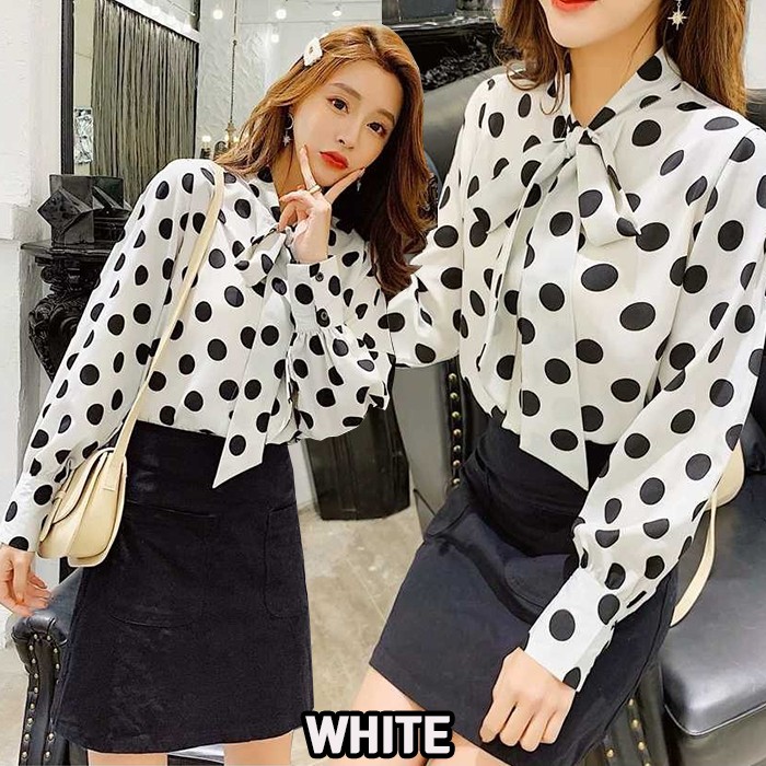 KARAKOREA 103 Camila Ribbon Blouse/Kemeja Lengan Panjang/Long Sleeve Blouse/Blouse Wanita Korea/kemeja wanita casual