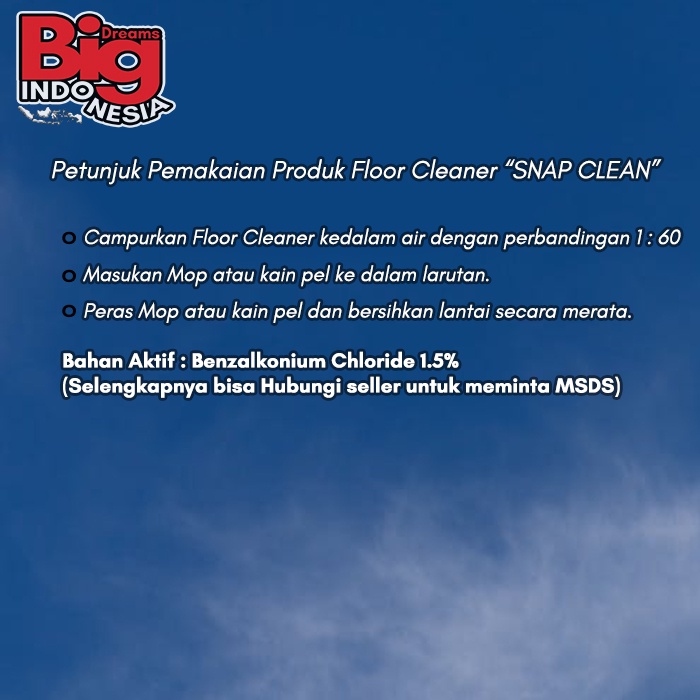 Pembersih Lantai Cairan Sabun Pel Lantai Floor Cleaner Snap Clean 4 Liter Instant Sameday