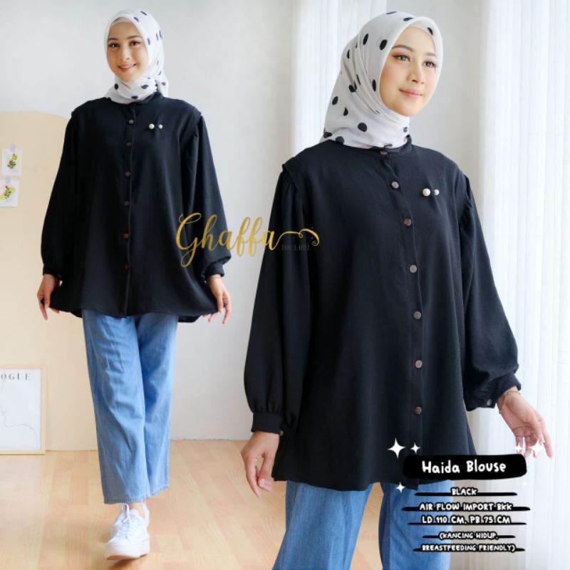 HAIDA BLOUSE BY GHAFFA THE LABEL (BLOUSE MUSLIMAH) Blouse polos modern