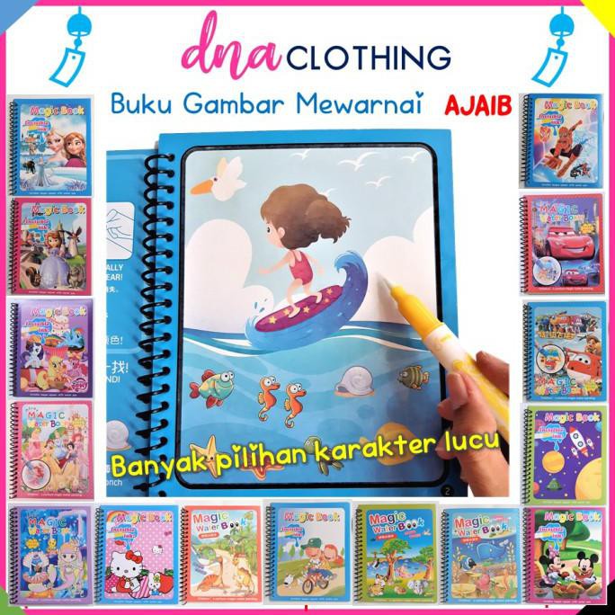 

Buku Gambar Mewarnai Anak Dengan Pena Air Magic Water Book - Acak Motif Cewe