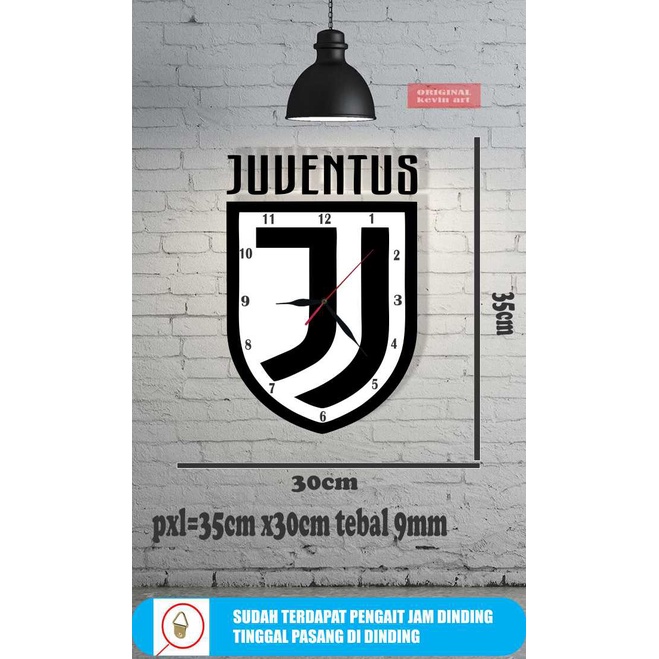 JAM DINDING KARAKTER UNIK MURAH VINTAGE UKIRAN KAYU GAMBAR LOGO JUVENTUS TERBARU