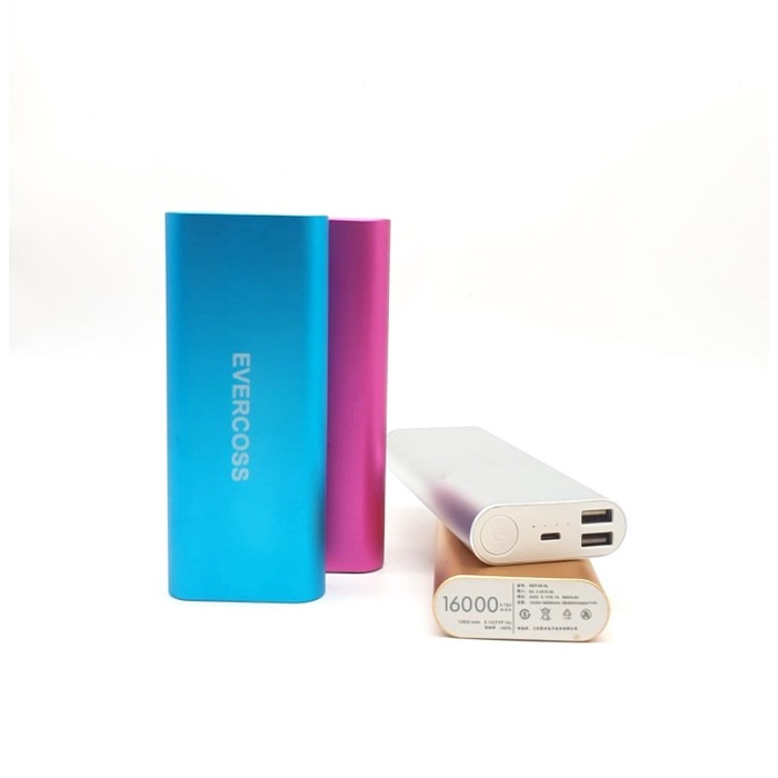 Power Bank Evercoss 2 Port USB REAL 16.000 mAh Bahan Metalic