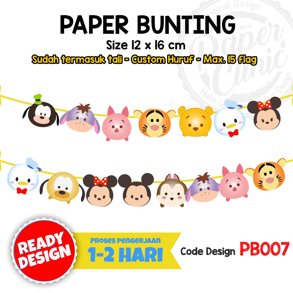 Banner ulang tahun anak laki laki tema tsum tsum perlengkapan birthday decoration spanduk ultah