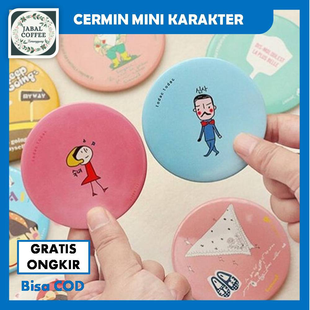 Cermin Bulat Karakter / Kaca Cermin Make Up / Cermin Mini Bulat J72