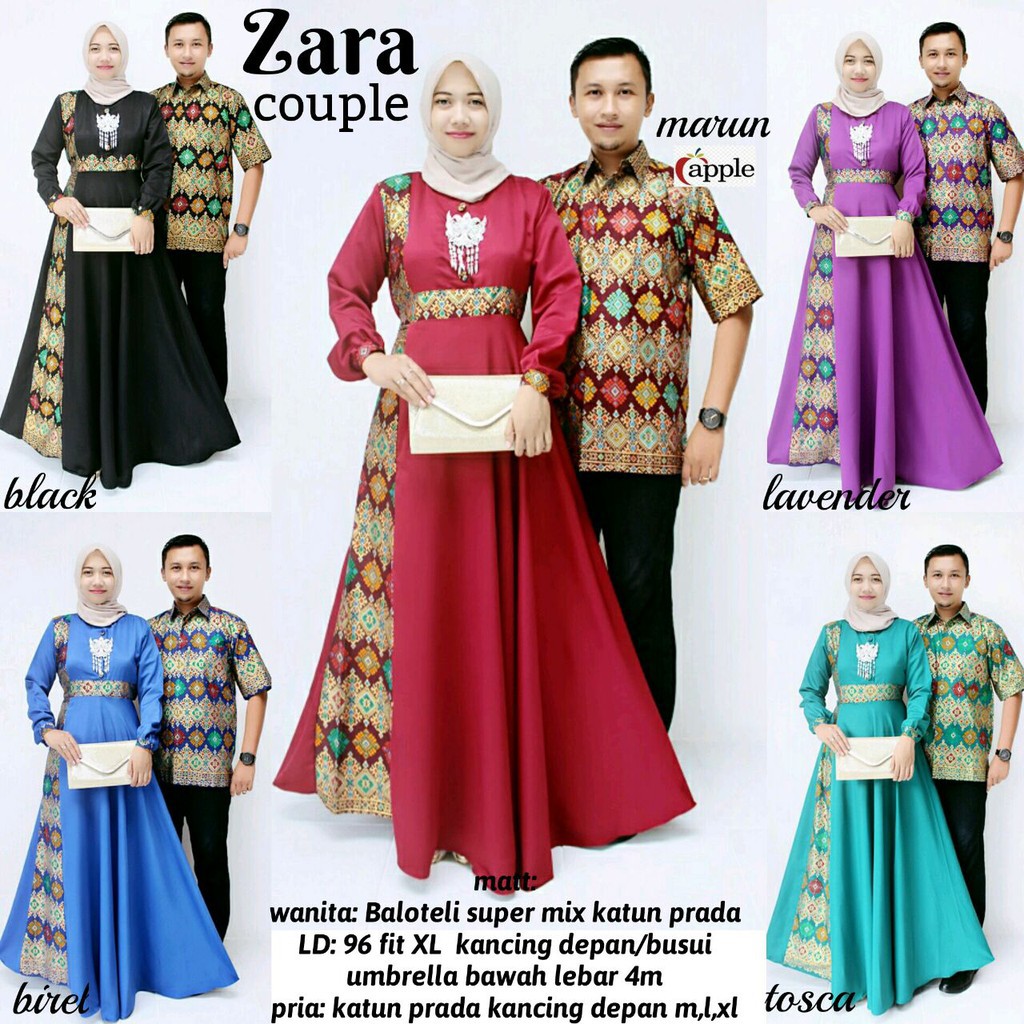 Sarimbit Batik Elegant Couple Gamis Zara Warna Merah 