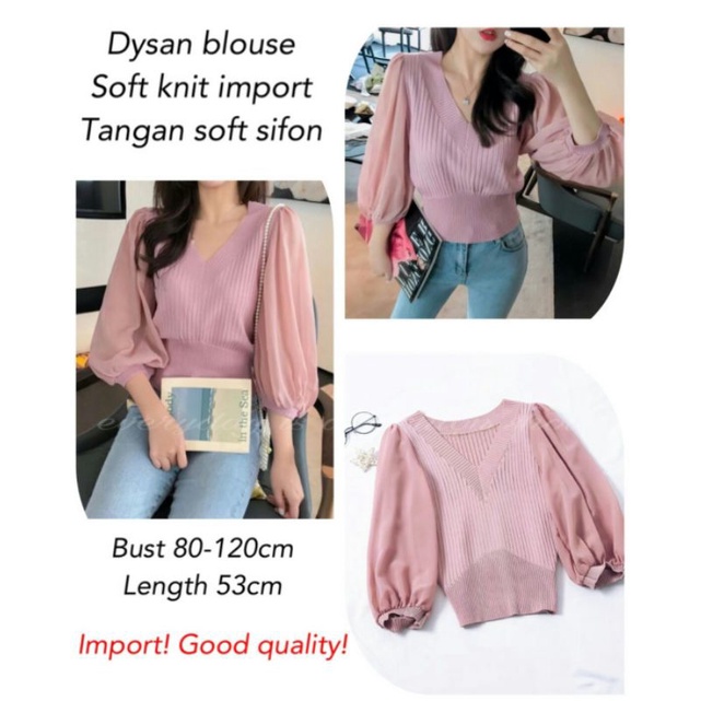 atasan top blouse wanita Korea blouse putih import
