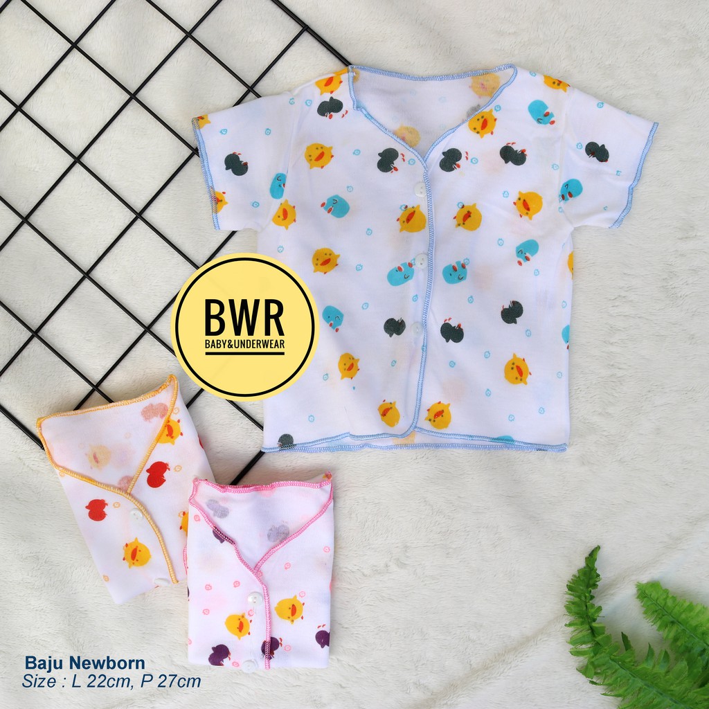 [ 6pc ] Baju Bayi CHOKICHI Pendek Motif Pino Piko [ IV J4 ] Baju Bayi Newborn Dasar Putih - Bwr