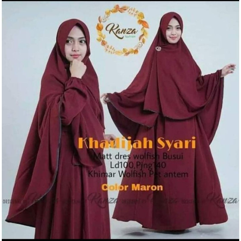 KHADIJAH SET GAMIS SYAR'I XL / JUMBO - free KERUDUNG SYAR'I MUSLIMAH BEST QUALITY