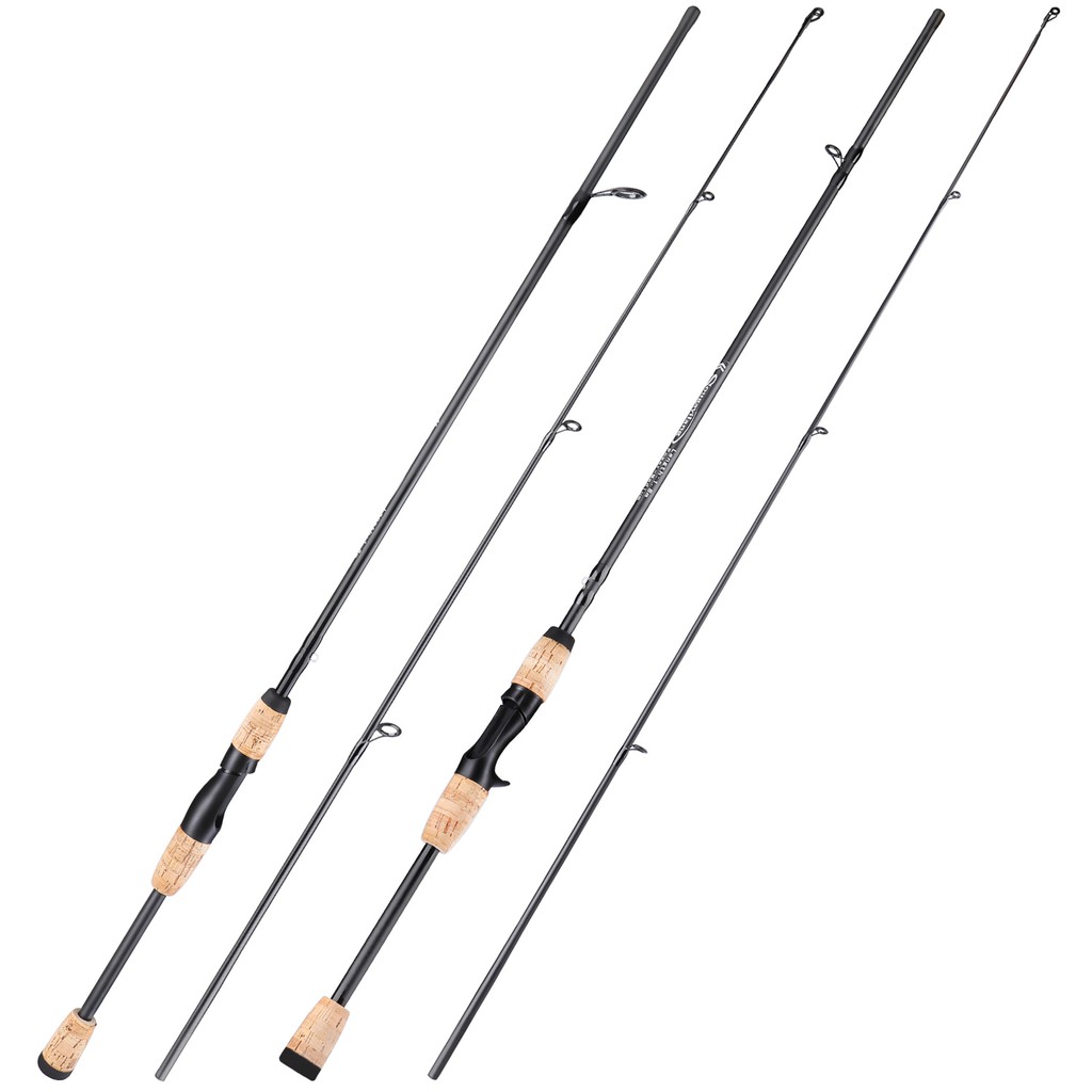 Sougayilang 1.8m Spinning / Casting rod 2 Bagian Carbon Fiber Fishing Rod Gabus Gagang Kayu Untuk Memancing Di L