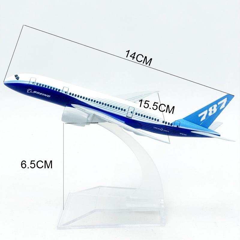 Boeing 787 Model Pesawat Prototype Die-cast Bahan Alloy Ukuran 16CM