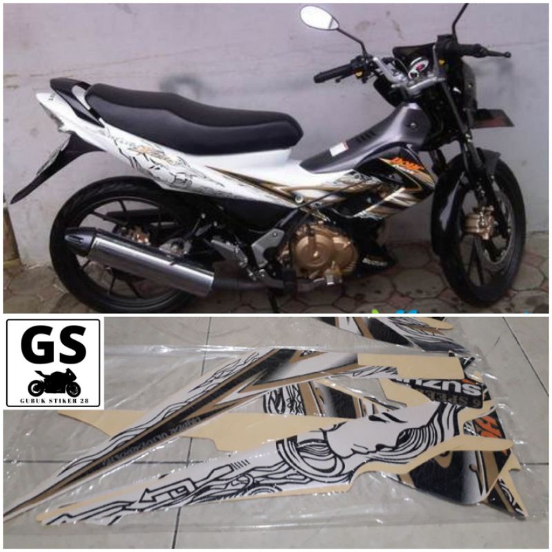 STRIPING STIKER LIS BODY MOTOR SUZUKI SATRIA FU 2012 HITAM PUTIH