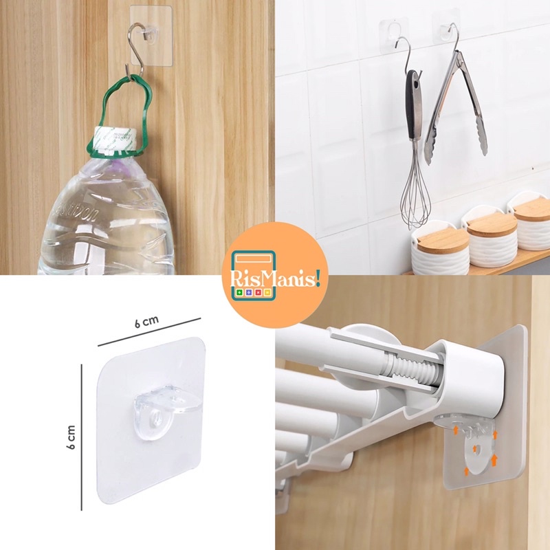 TRANSPARENT CABINET HOLDER - Gantungan Tempel Penyangga Sekat Rak Lemari Hanger Dinding Hook Pengait