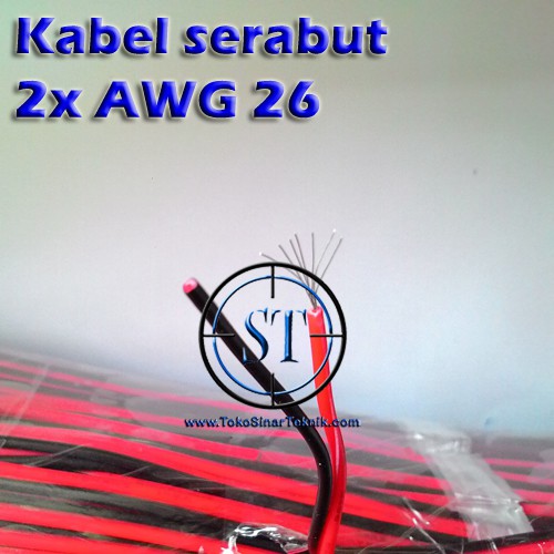 Kabel Serabut Tembaga Gold 1 Meter 2 x STM-26 AWG High Quality Purity Copper with Tin Timah isi 2 jalur Led Strip bisa Disolder