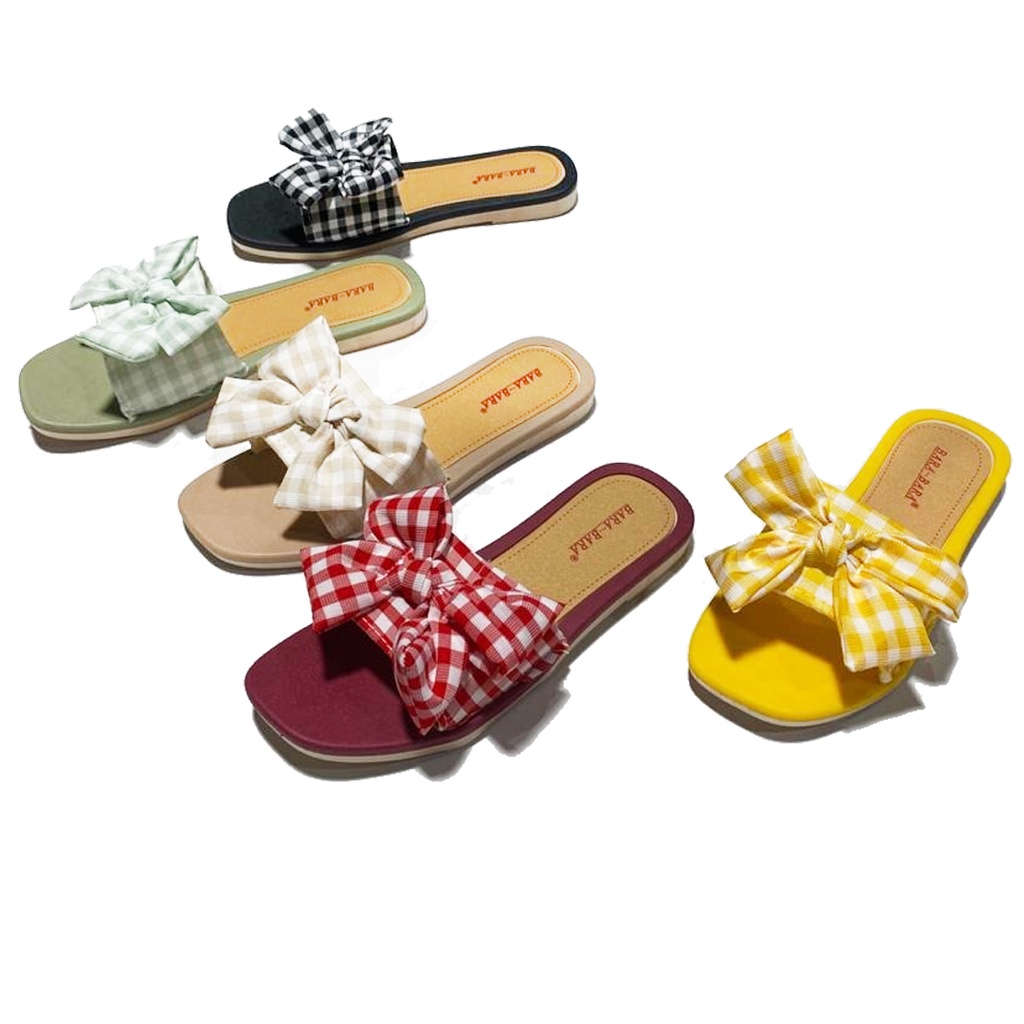Bara~Bara Sandal Kokop Wanita Pita Motif Kotak 1176-19 (AQ6)