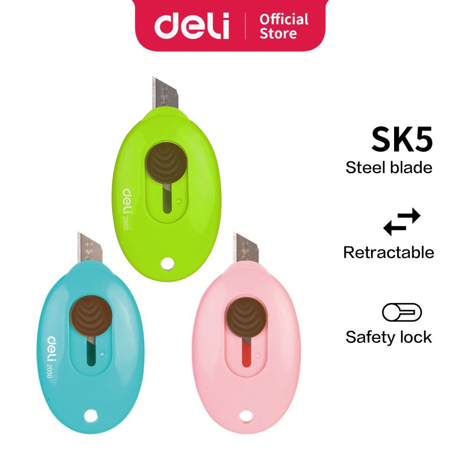 

Deli Mini Cutter Portabel 3 Warna Desain Simple, Pisau Tajam, Untuk Membuka Paket E2050